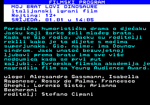 380.33 FILMSKI PROGRAM KRALJEV GOVOR britanski igrani film, drama, 2010. Rejting: 12+ UTORAK, 31.12 u 12:15 Film je inspiriran istinitom priom o Albertu, Vojvodi od Yorka znanom kao Bertie, drugom u redu nasljeivanja krune u Velikoj Britaniji 1930-ih. Vojvoda je patio od ozbiljne govorne  mane  koja mu je jako naruavala mogunost izbora za kralja. Njegova pretjerana stidiljivost te tako nemogunost javnog govora briljivo je uvana tajnom... uloge: Colin Firth, Helena Bonham Carter, Geoffrey Rush, Guy Pearce, Timothy Spall, Michael Gambon reditelj: Tom Hooper