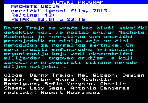 380.45 FILMSKI PROGRAM 97 MINUTA ameriki igrani film Rejting: 12+ ETVRTAK, 02.01 u 20:15 Oteti  Boeing 767  e se sruiti kada ostane bez goriva. Uprkos protivljenju zamjenice NSA Toyin, direktor NSA Hawkins se sprema oboriti avion. Zbog , toga su sudbine putnika u rukama Alexa, agenta Interpola na tajnom zadatku koji se infiltrirao u grupu terorista. uloge: Alec Baldwin, Johnathan Rhys Myers, MyAnna Buring, Jo Martin, Michael Sirow, Pavan Grover, Anjul Nigam reditelj: Timo Vuorensola