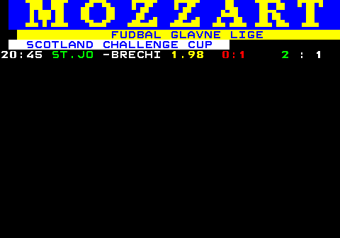 775.6 FUDBAL GLAVNE LIGE SCOTLAND CHALLENGE CUP 20:45 ST.JO -BRECHI 1.98 0:1 2 : 1